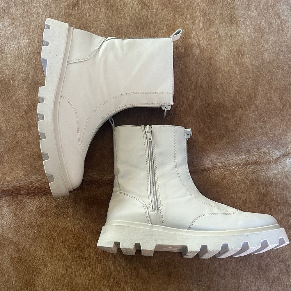 Zara Cream Combat Boots